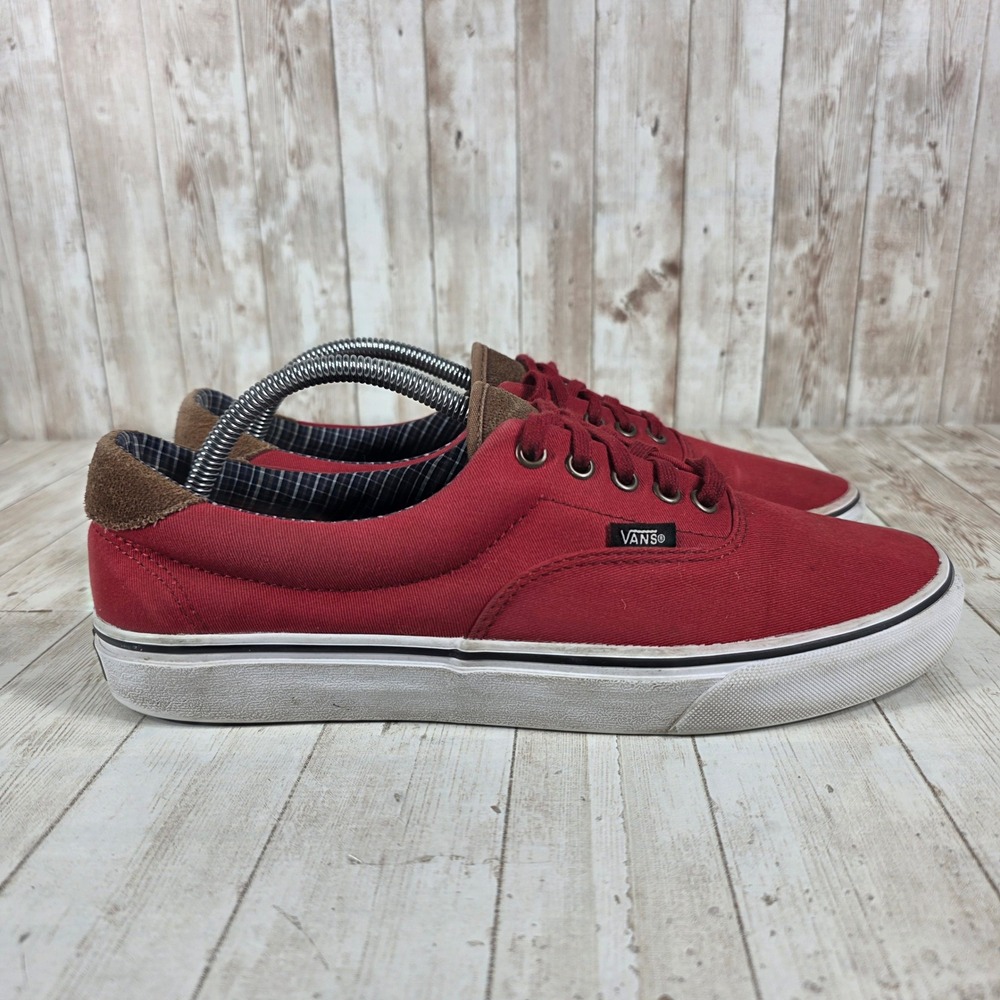 Vans Era Red Canvas Low Top Skate Shoes Men's Size 10.5‎